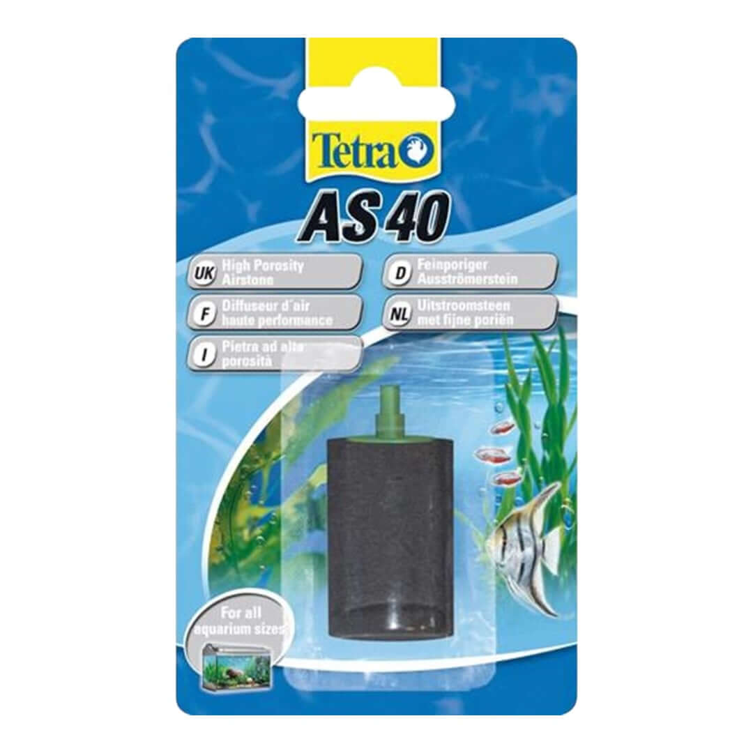 Tetra Air Stones AS40 packaging displaying high porosity air stone for optimal oxygen supply in aquariums.
