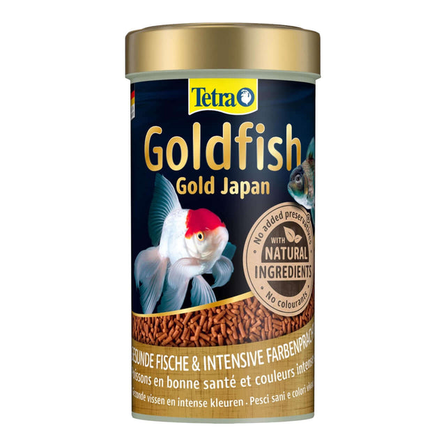 Tetra Goldfish Gold Japan food container, designed for healthy digestion of Japanese goldfish with natural ingredients.