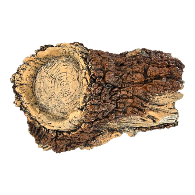 Realistic tree bark aquarium ornament with hollowed area for aquatic pets, enhancing natural habitat decor.