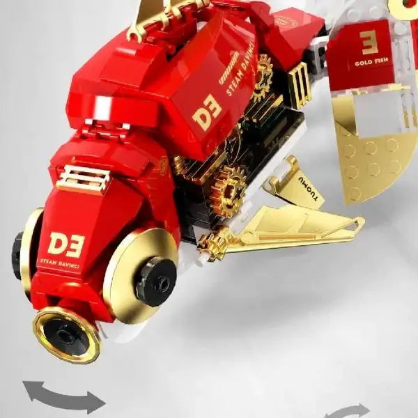 TUOMU Steam Davinci Red Ryukin Goldfish T7004 mechanical model with steampunk design and intricate details.