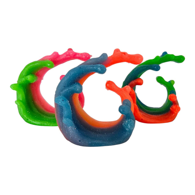 Colorful Twist Wave Betta Decoration for aquariums in vibrant green, pink, and blue hues.