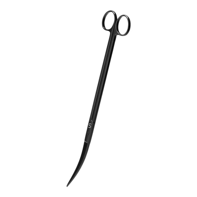 UNS Scissor Black Aquascaping Scissors with a curved design for precise trimming in aquascapes.