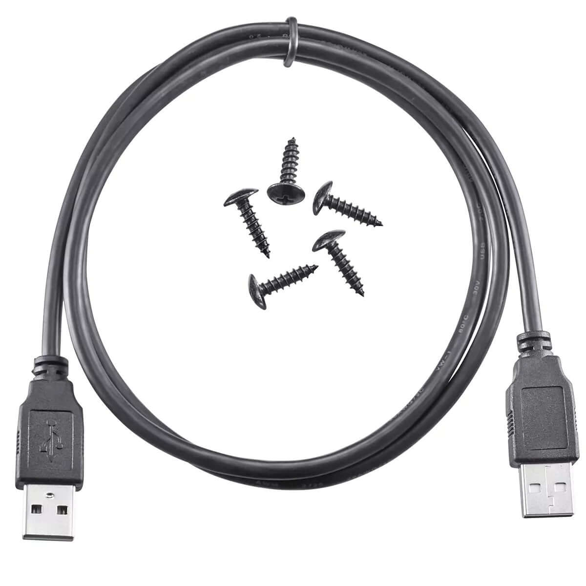 USB cable with screws for installation, ideal for connecting devices and ensuring secure attachments.