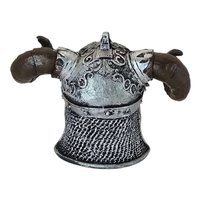 Viking helmet aquarium ornament with detailed horns and textured finish for bold décor.