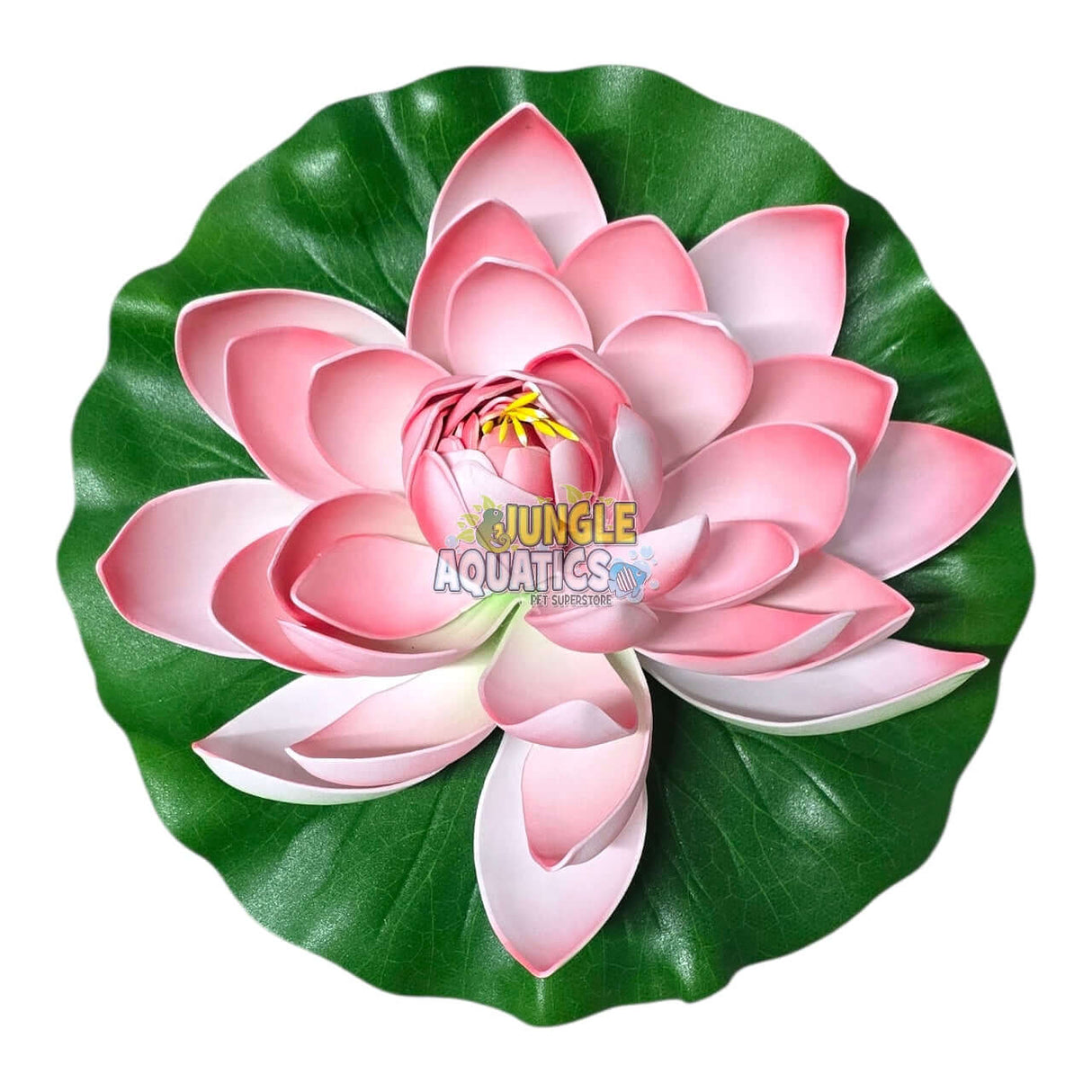 Water Lily Pond Floating Plant in pink and green colors with a hyper-realistic design, perfect for any decor.