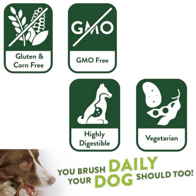 Whimzees Dog Treat benefits: gluten-free, GMO-free, highly digestible, vegetarian options for healthier pets.