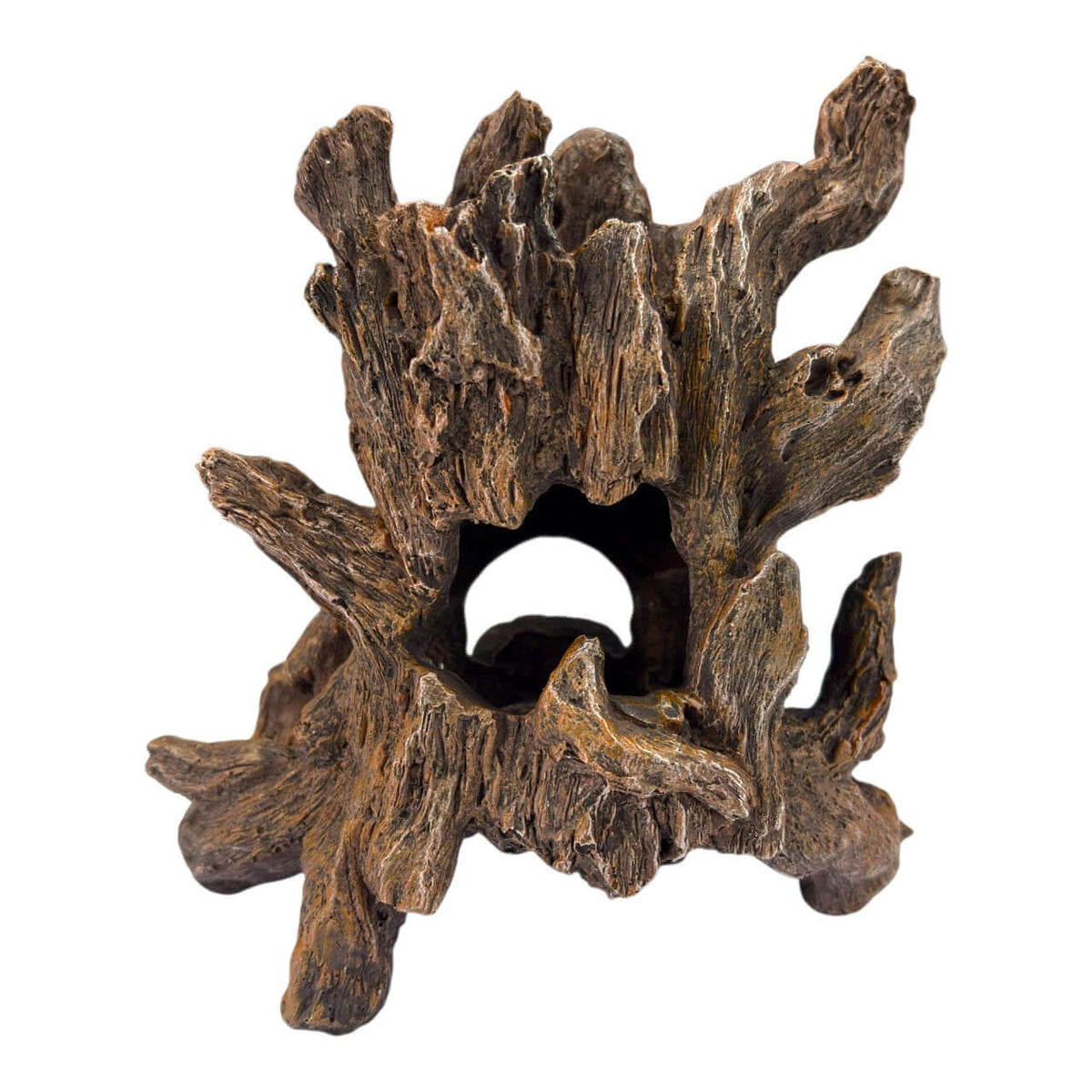 Wise Old Tree Ornament with deep bark textures and detailed roots, ideal for woodland aquarium scenes.