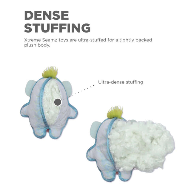 Xtreme Seamz Flamingo ultra-dense stuffing showing tightly packed plush body for durability.