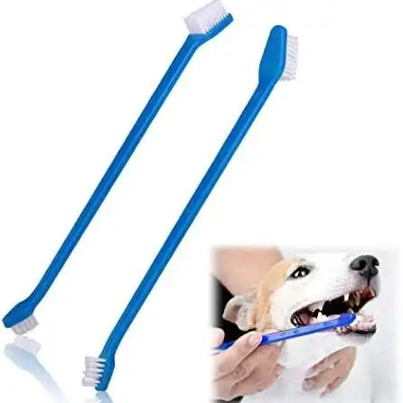 2 Sided Toothbrush with Soft Grip for pets, blue color, designed for effective dental care and comfort during brushing.