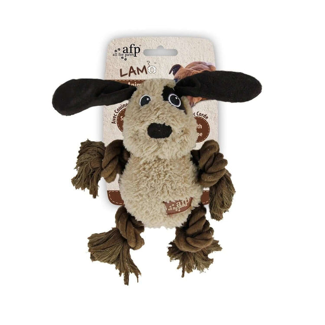 AFP Cuddle Body Rope toy in lambswool design, featuring plush and rope elements for dogs and playtime. Size: 17 x 17 x 10cm.