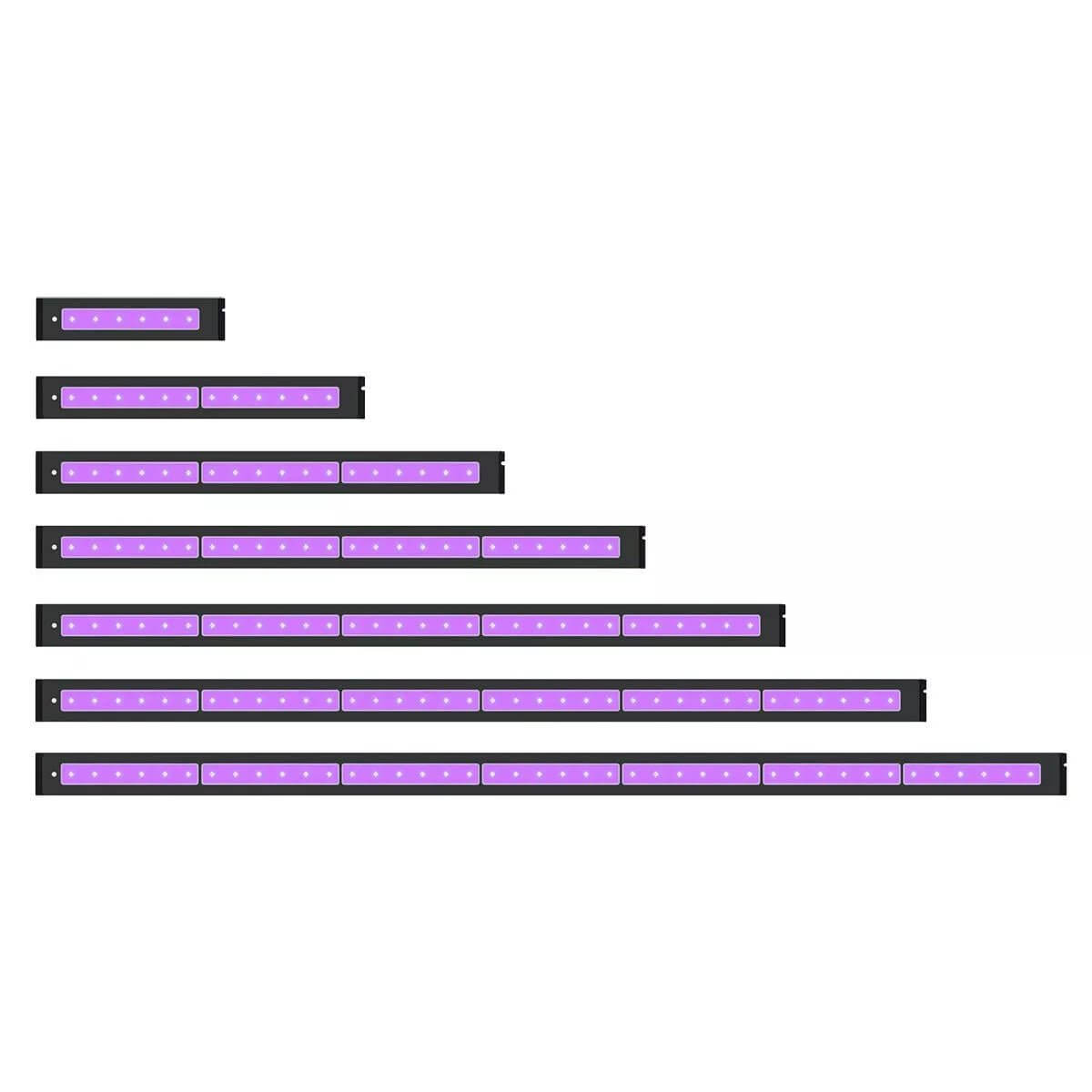 AI Blade Smart LED Strip Coral Glow in various sizes, showcasing purple LED diodes for aquarium lighting.