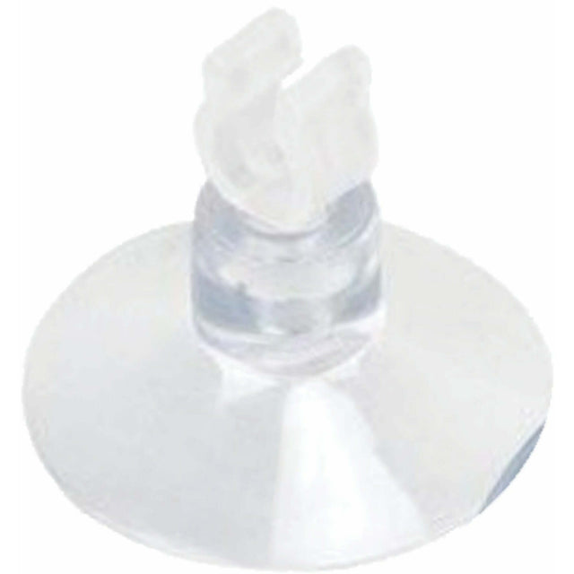 Clear airline tubing suction cup and clip for secure aquarium setup and organization. Ideal for maintaining clean tubing.