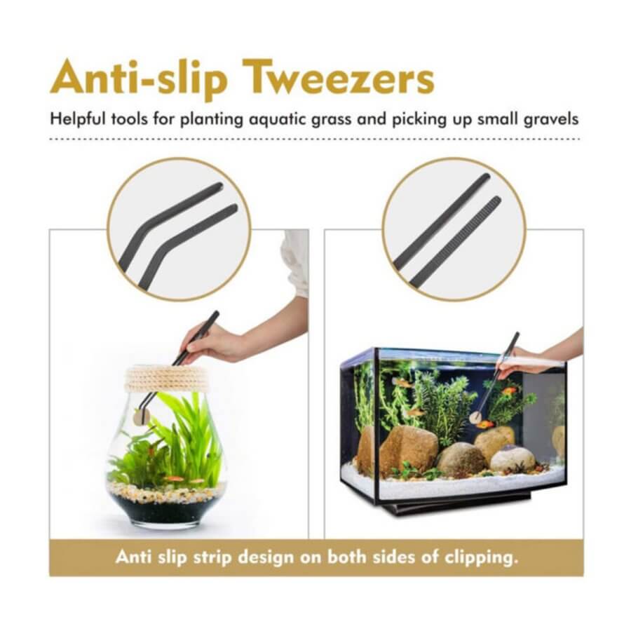 Anti-slip tweezers for planting aquatic grass and picking up gravel, designed for aquarium maintenance and precision clipping.