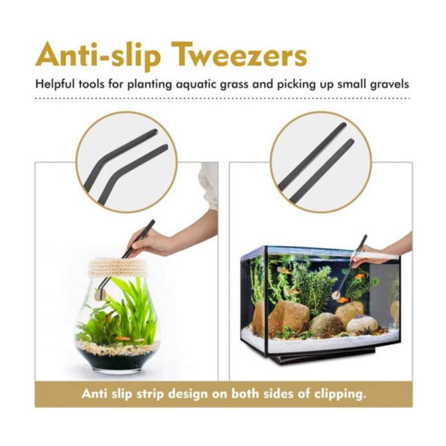 Anti-slip tweezers for planting aquatic grass and picking up gravel, designed for aquarium maintenance and precision clipping.