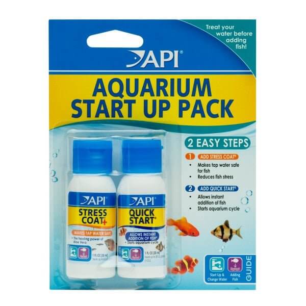API Aquarium Start Up Pack with Stress Coat and Quick Start for safe fish introduction and water conditioning.