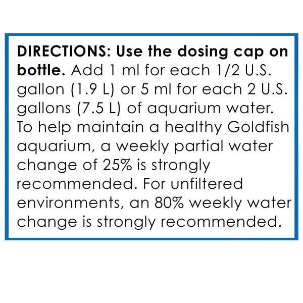Directions for using API Goldfish Protect dosing cap for maintaining a healthy goldfish aquarium.