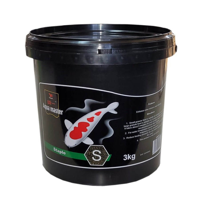 Aqua Master Koi Food Staple 3kg bucket designed for balanced nutrition and healthy growth in Koi fish.
