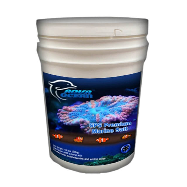 Aqua Ocean SPS Premium Marine Salt 20kg container for healthy growth of SPS corals with essential vitamins and amino acids.