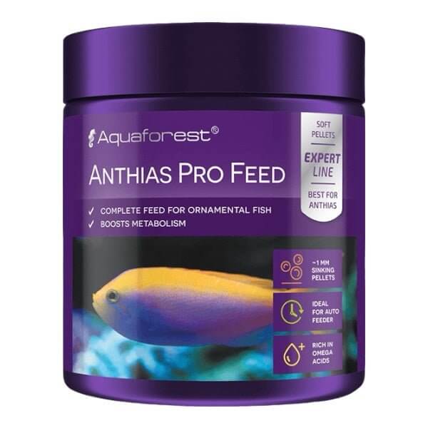Aquaforest AF Anthias Pro Feed 120g container, complete food for carnivorous fish, enriched with Omega-3 fatty acids.