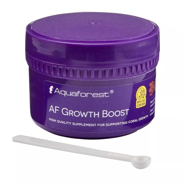 Aquaforest AF Growth Boost 35g jar, a high-quality powdered amino acid supplement for coral growth enhancement.