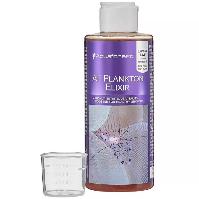 Aquaforest AF Plankton Elixir 250ml liquid coral food for healthy growth, rich in Omega-2 fatty acids and nutrients.
