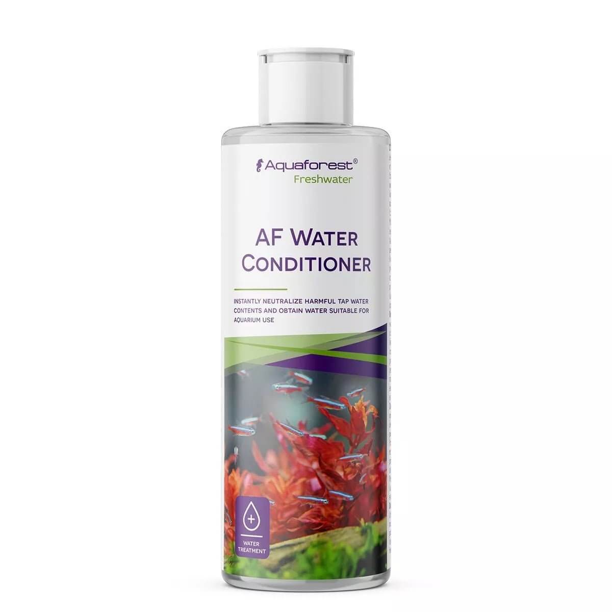 Aquaforest AF Water Conditioner 250ml bottle for safe aquarium use, neutralizes chlorine, supports fish health.