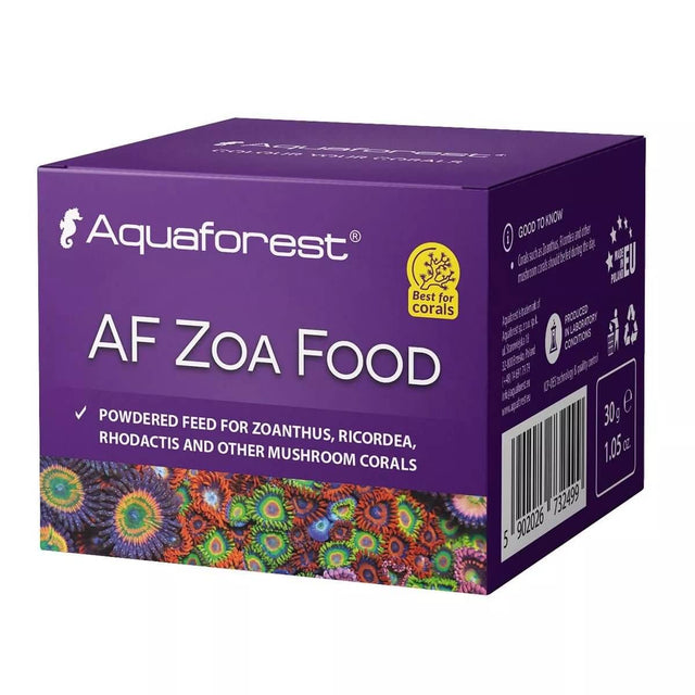 Aquaforest AF Zoa Food 30g box, powdered feed for Zoanthus, Ricordea, Rhodactis, and mushroom corals. Best for coral health.