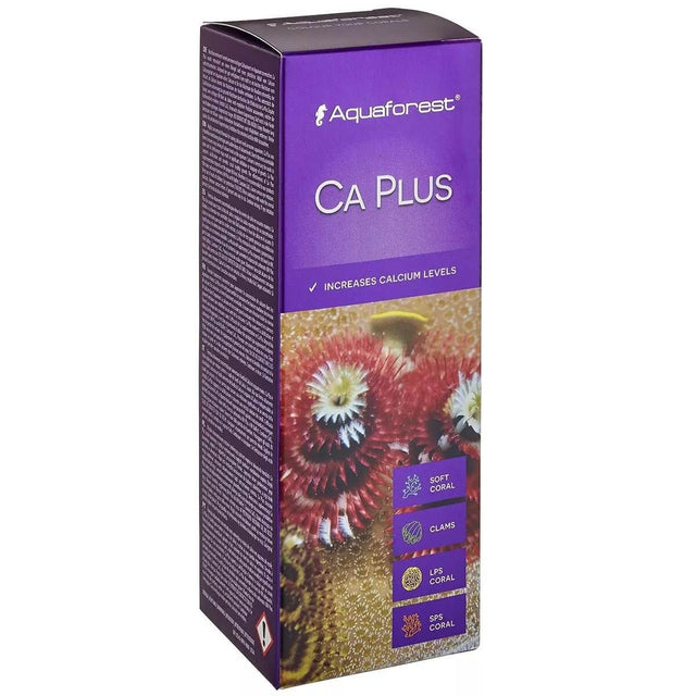 Aquaforest Ca Plus 200ml product packaging, designed to increase calcium levels in marine aquariums for healthy coral growth.