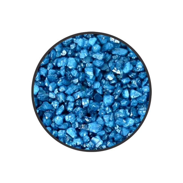 Bright blue aquarium colored gravel, 2.5mm grain size, non-toxic and safe for fish and plants, 1kg packaging.