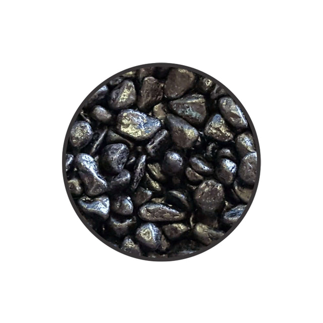 Aquarium colored smooth stones in black, non-toxic, safe for fish and plants, 1kg packaging, 2.5mm grain size.