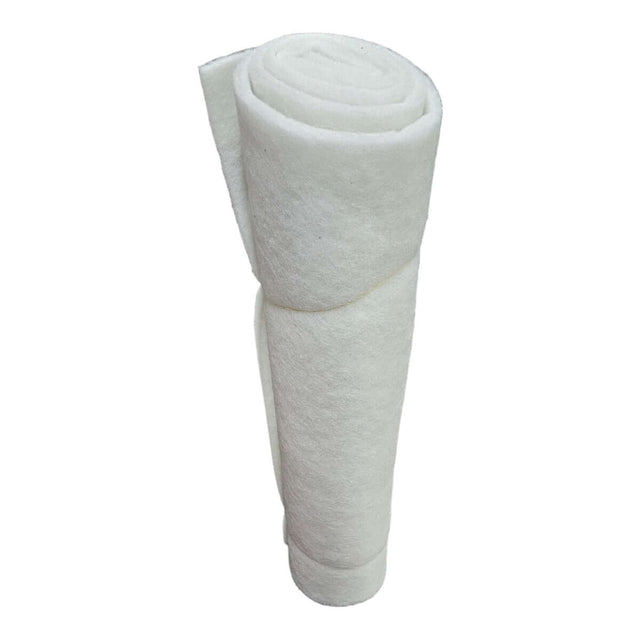 Rolled white aquarium filter mat 2m x 1m, ideal for effective filtration in fish tanks and aquariums.