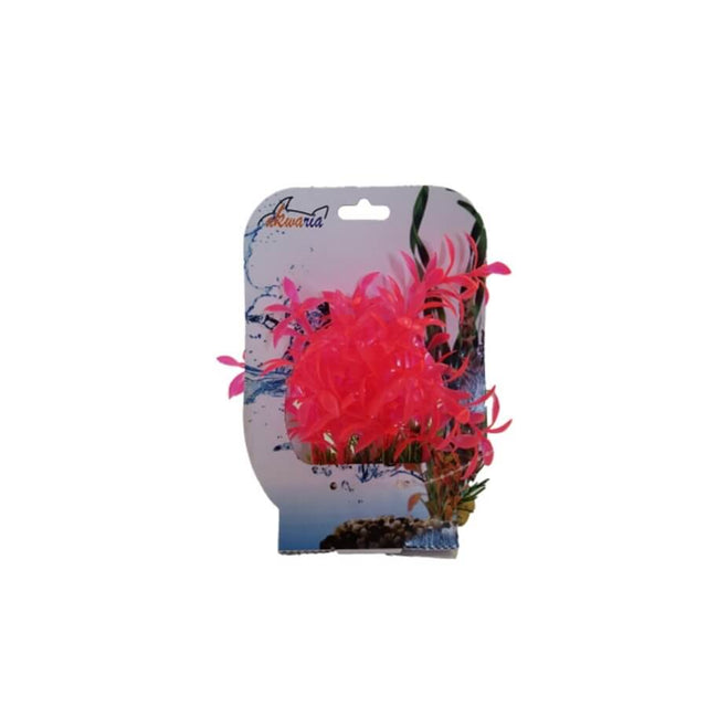 Pink artificial aquarium plant PP7608, vibrant decoration for fish tanks, low maintenance, 10x10x15cm size.