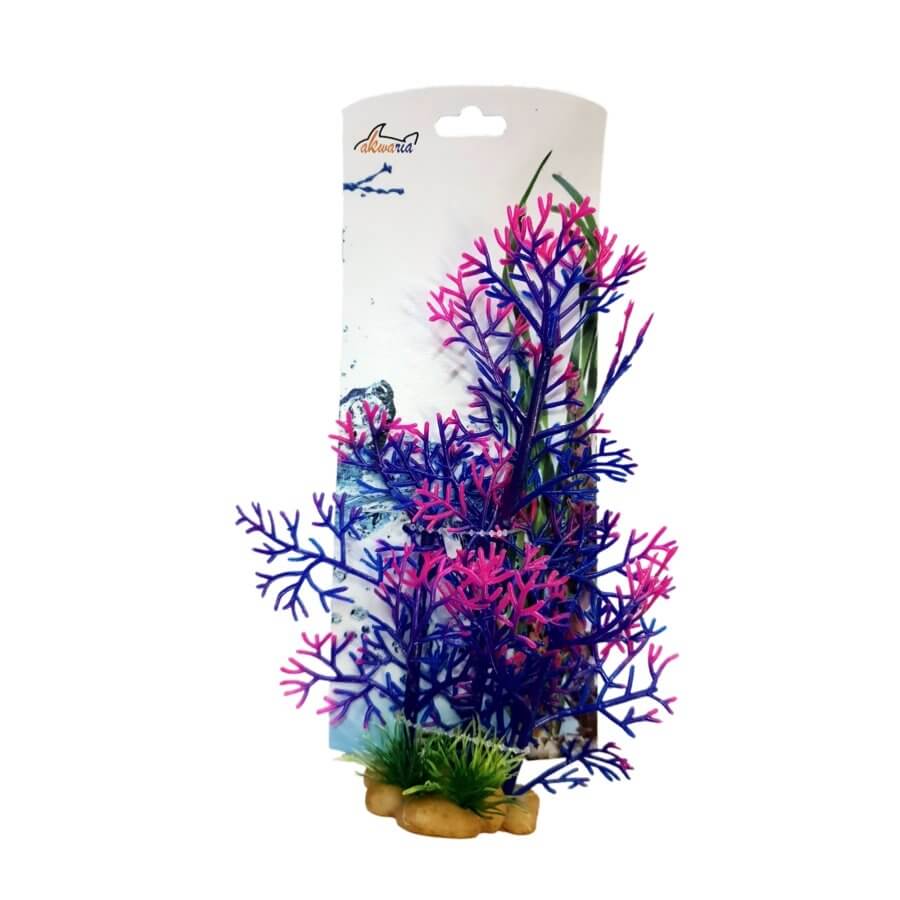 Colorful artificial aquarium plant PP7812 with purple and pink branches, ideal for fish tank decoration, low maintenance accessory.