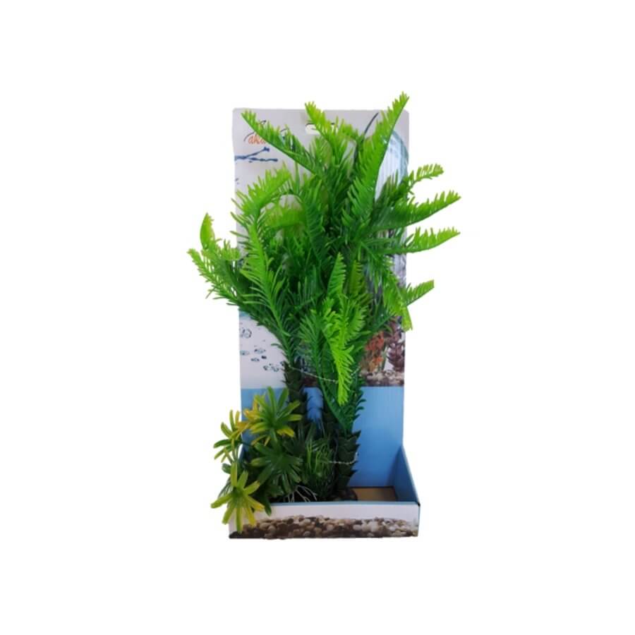 Aquarium Plastic Plant PP8234 in vibrant green, perfect for fish tank decoration, low maintenance and safe for aquatic life.