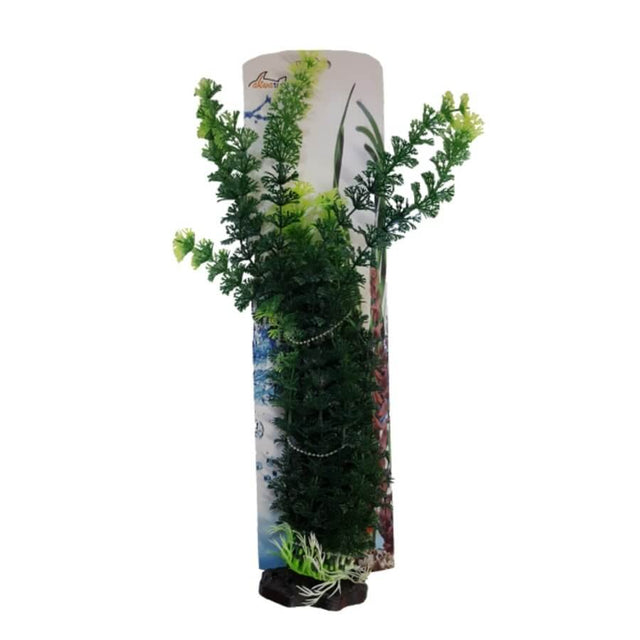 Aquarium Plastic Plant PP8601 artificial decoration for fish tanks, vibrant colors, 10 x 6 x 40cm, low maintenance ornament.
