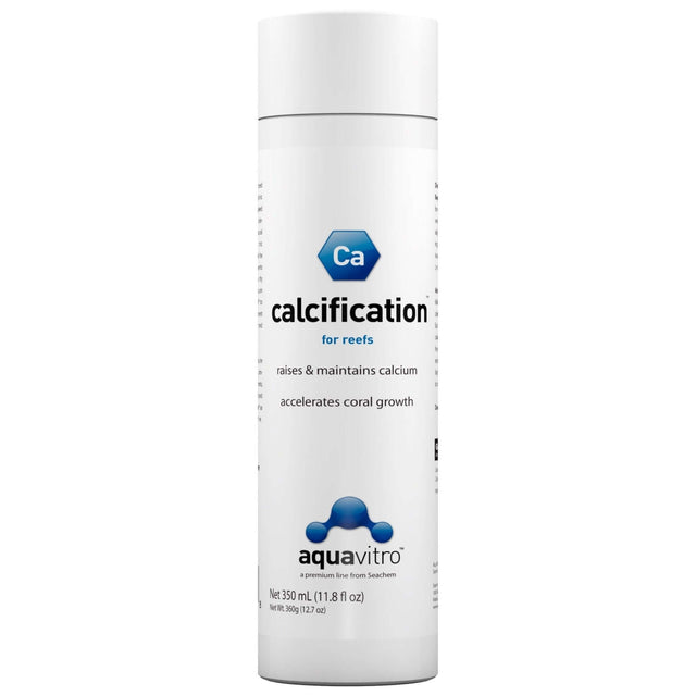 Aquavitro Calcification for reefs, 350 mL bottle, raises calcium levels and accelerates coral growth.