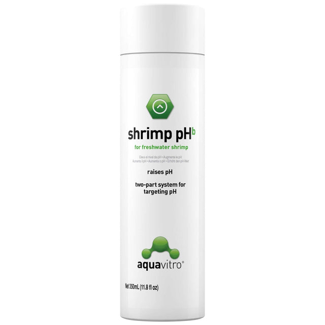 Aquavitro Shrimp pHb product bottle for raising pH in freshwater shrimp aquariums, 350ml size.