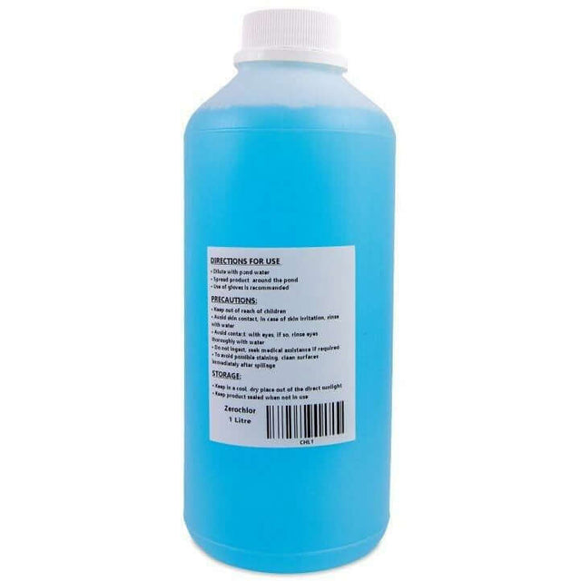 Aquazoi Zero Chlor Anti Chlorine 1 litre bottle for safe aquarium and pond use, removes chlorine, environmentally friendly.