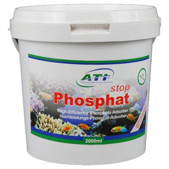ATI Phosphate Stop Po4 Media bucket designed to reduce phosphates for a healthy aquarium environment. 2000ml capacity.