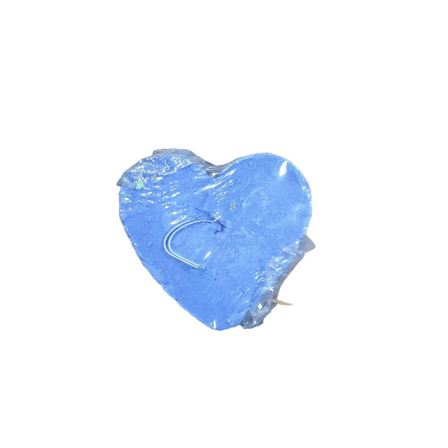 Blue heart-shaped bird mineral block for pets, providing essential nutrients and entertainment for feathered friends.