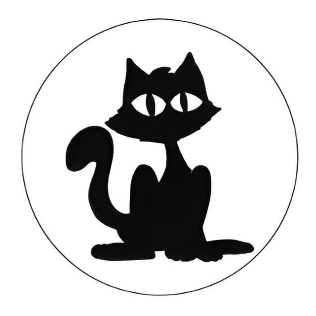 Black cat silhouette design for pet ID tag, perfect for showcasing your pet's personality.
