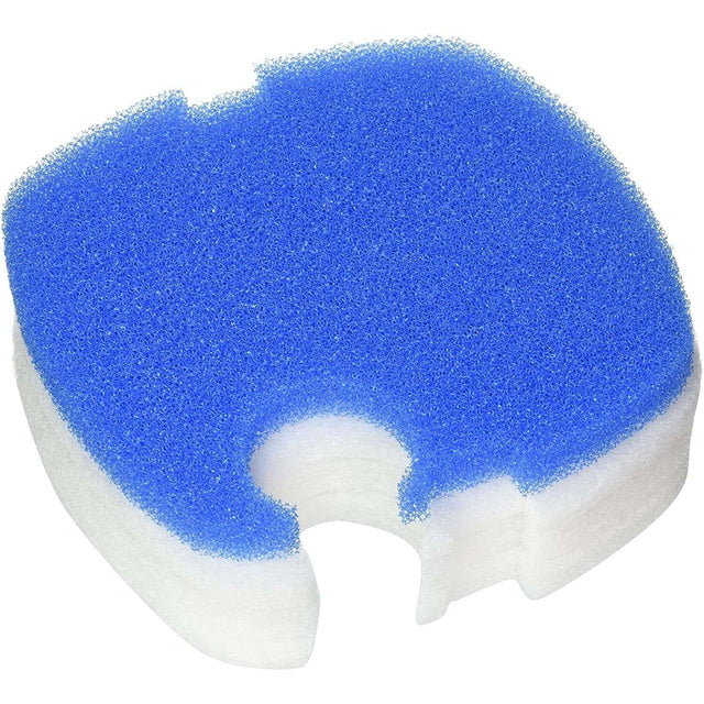 Blue and white aquarium filter sponge designed for effective water filtration in canister filters.