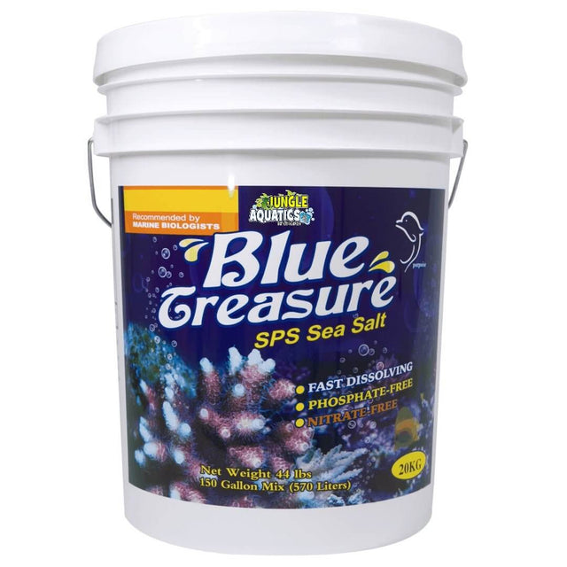 Blue Treasure SPS Sea Salt 20kg bucket for small polyp stony coral reefs, fast-dissolving, phosphate-free, nitrate-free.