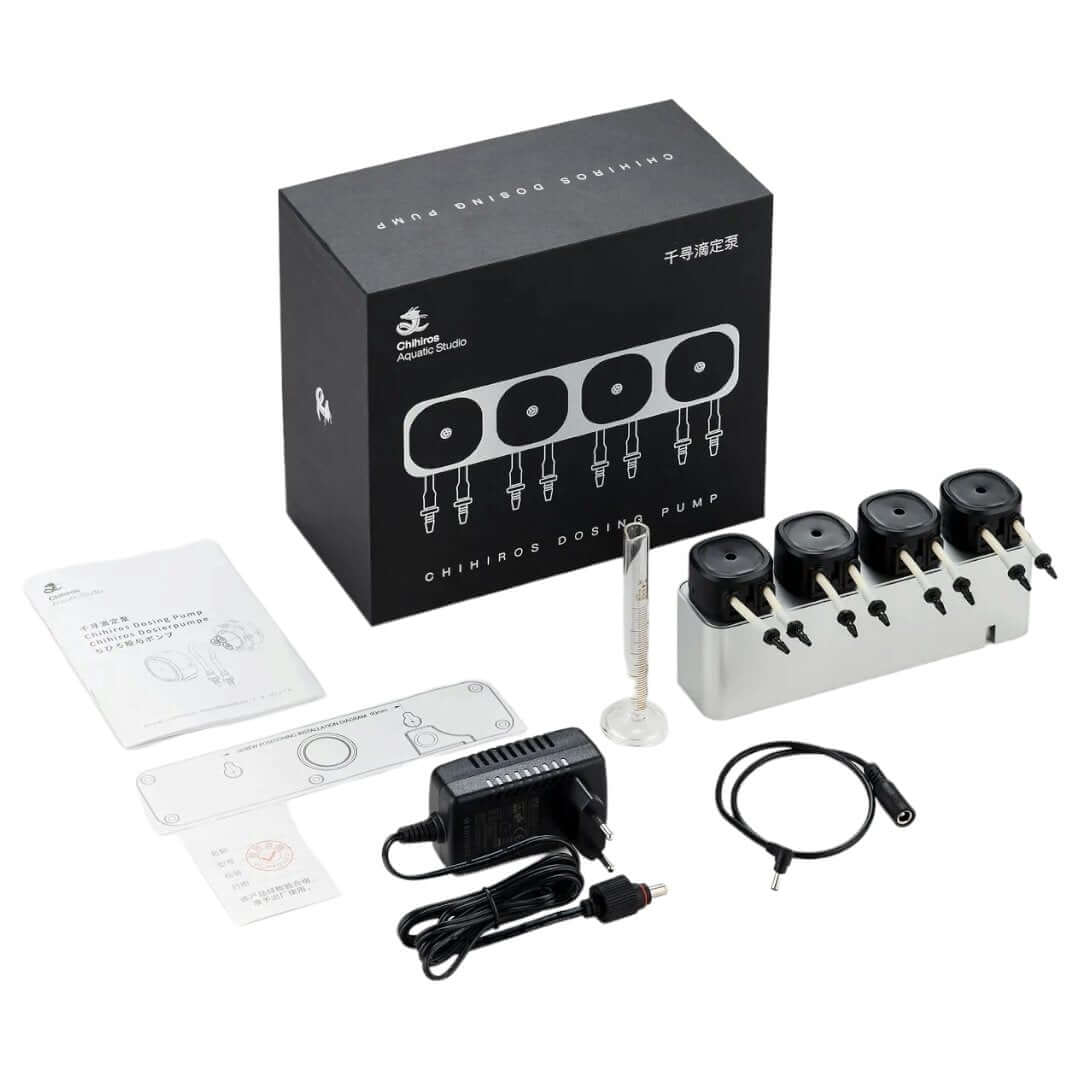 Chihiros Smart Dosing System with pump, instructions, and accessories for precise aquarium maintenance.