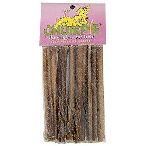 Chompie Sticks pet treats in a package, made from pure beef for long-lasting stimulation and dental health.