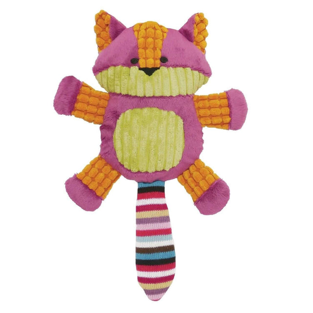 Colorful Chubleez Charlie Cat plush dog toy with squeaker, ideal for play and cuddling, 36cm in size.