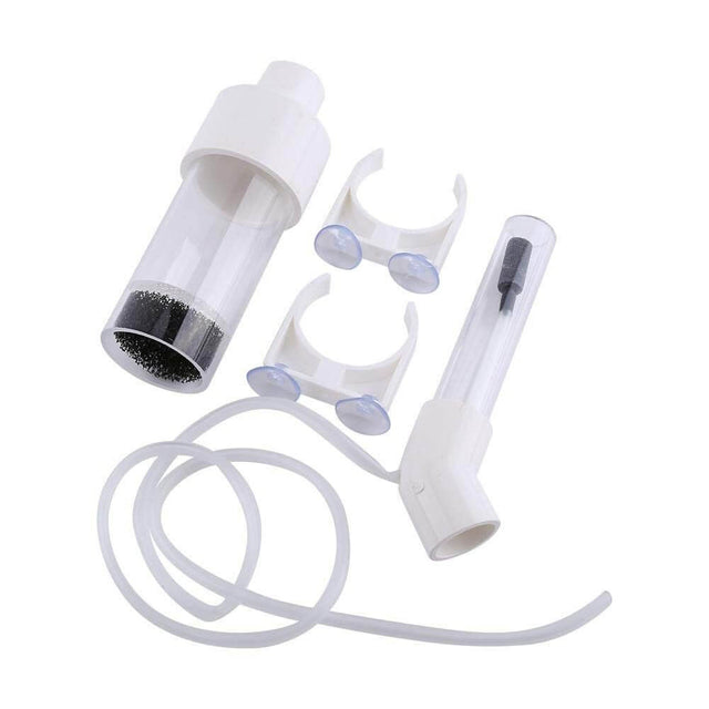 Cichlids Egg Tumbler Incubator parts including suction tube, mesh cylinder, and clamps for hatching fish eggs in aquariums.