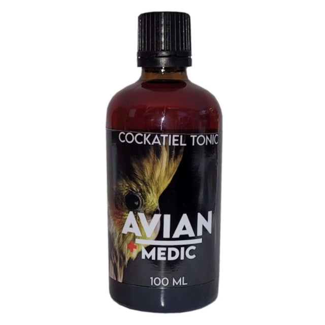 Cockatiel Tonic 100ml by Avian Medic, essential vitamins for avian health and wellness.