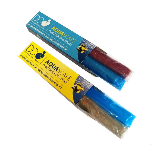 D-D Aquascape Construction Epoxy packaging featuring multi-colored putty for aquarium and pond applications.