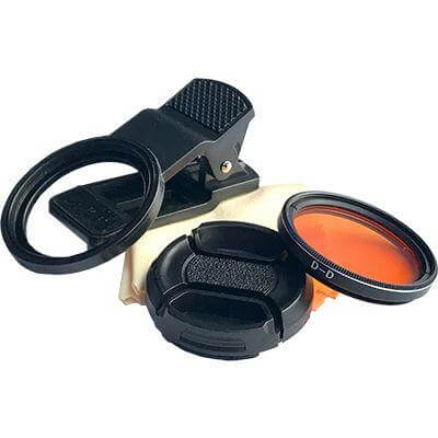 D-D Gen 2 Coral Colour Lens set, featuring CPL filter and accessory clip for enhanced photography in aquariums.